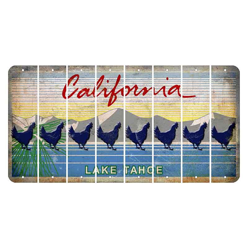 California Lake Tahoe Cut License Plate Strips (Set of 8) Chicken