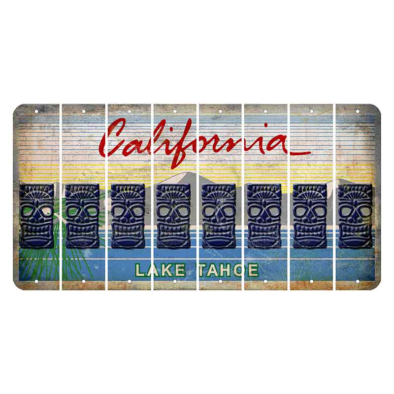California Lake Tahoe Cut License Plate Strips (Set of 8) Tiki