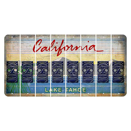 California Lake Tahoe Cut License Plate Strips (Set of 8) Tiki