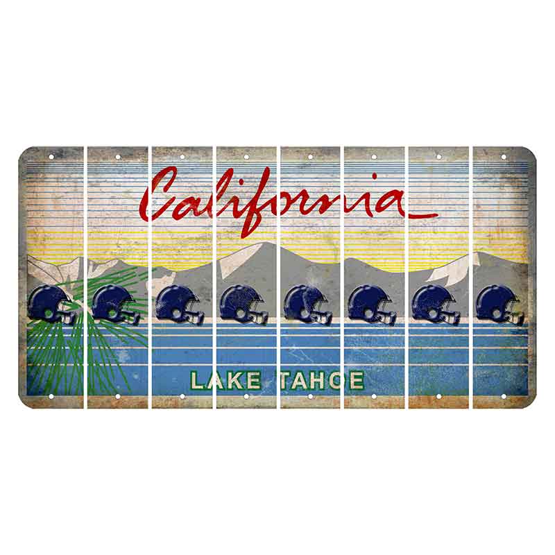 California Lake Tahoe Cut License Plate Strips (Set of 8) Football Helmet