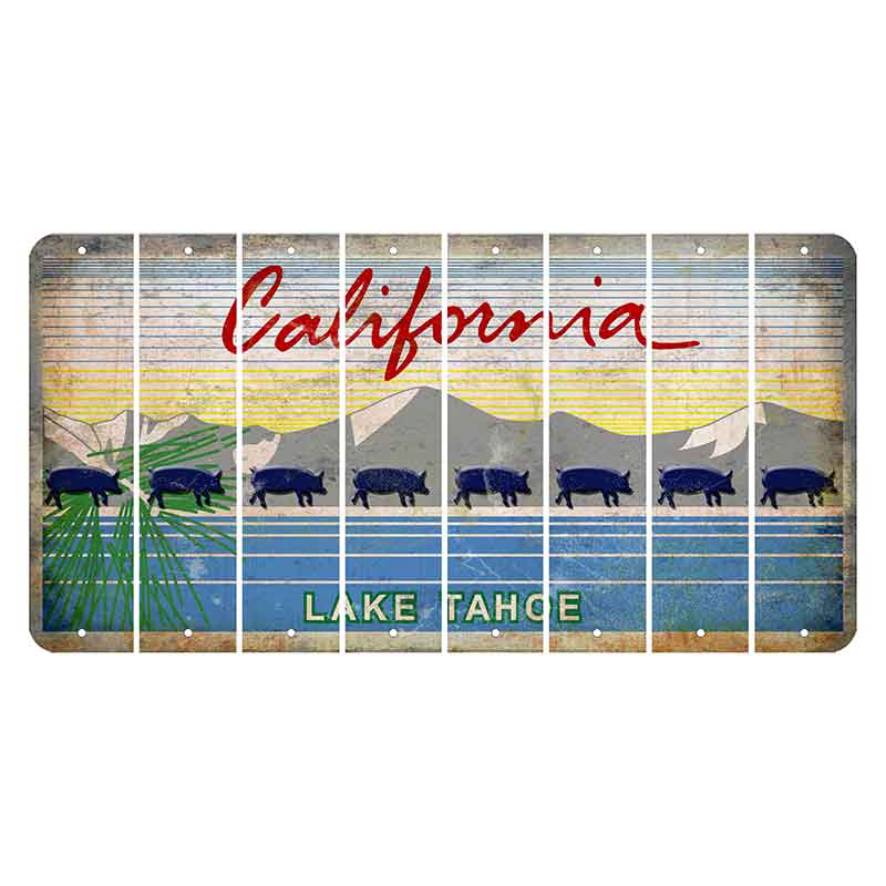 California Lake Tahoe Cut License Plate Strips (Set of 8) Pig