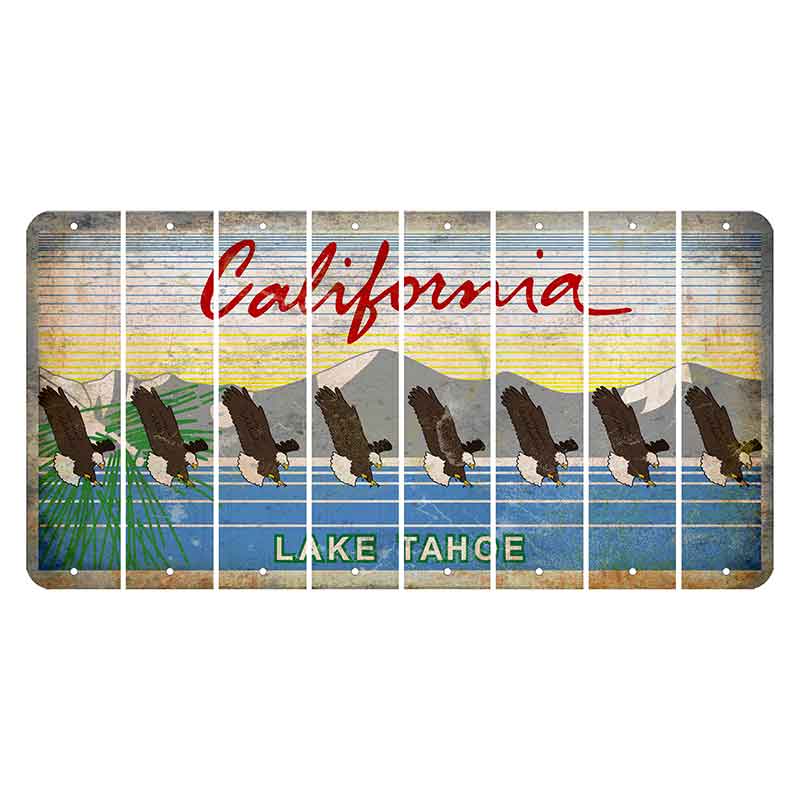 California Lake Tahoe Cut License Plate Strips (Set of 8) Bald Eagle