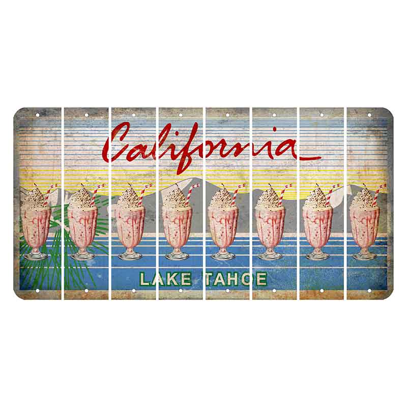 California Lake Tahoe Cut License Plate Strips (Set of 8) Milkshake