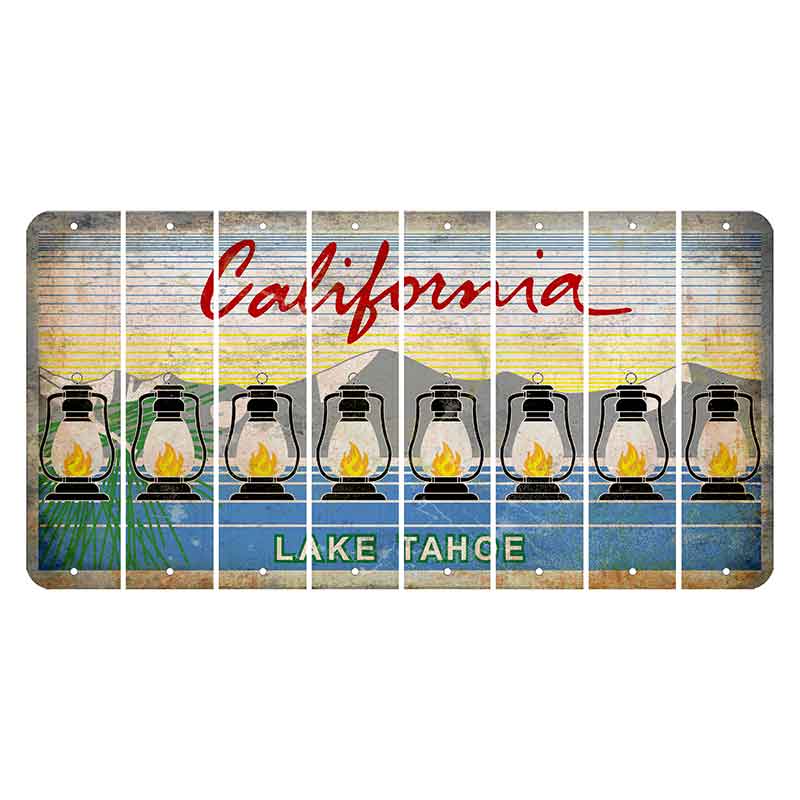 California Lake Tahoe Cut License Plate Strips (Set of 8) Lantern