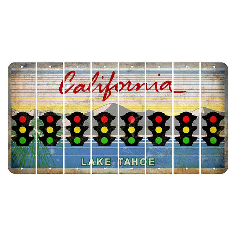 California Lake Tahoe Cut License Plate Strips (Set of 8) Traffic Light