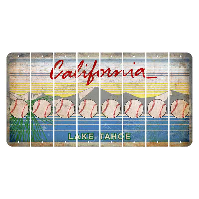 California Lake Tahoe Cut License Plate Strips (Set of 8) Baseball