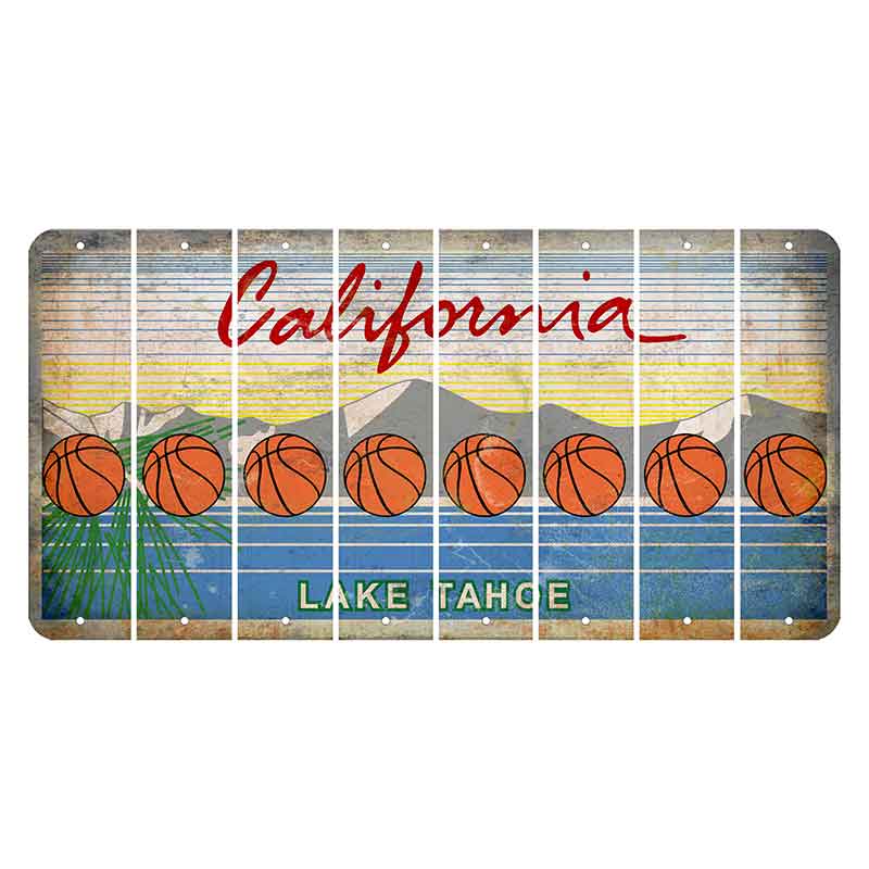 California Lake Tahoe Cut License Plate Strips (Set of 8) Basketball