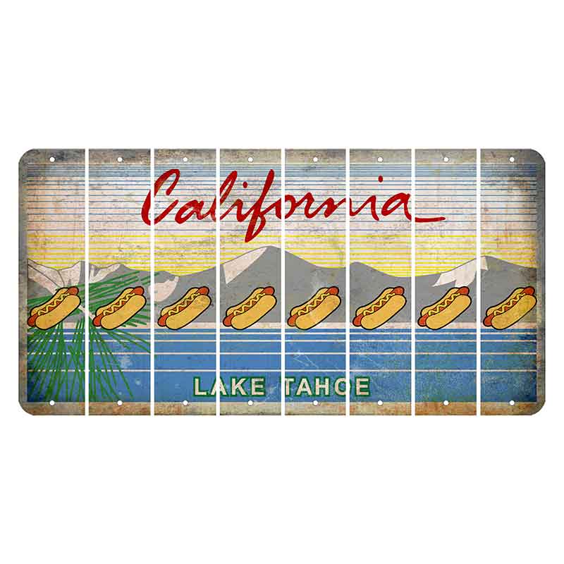 California Lake Tahoe Cut License Plate Strips (Set of 8) Hotdog