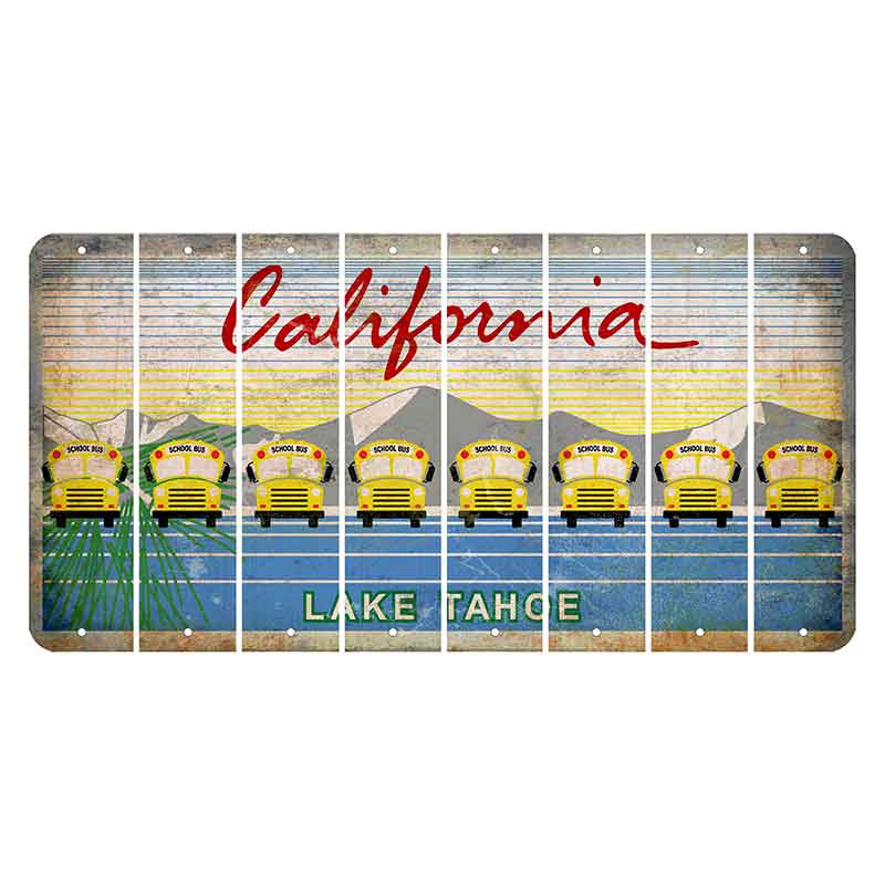California Lake Tahoe Cut License Plate Strips (Set of 8) School Bus