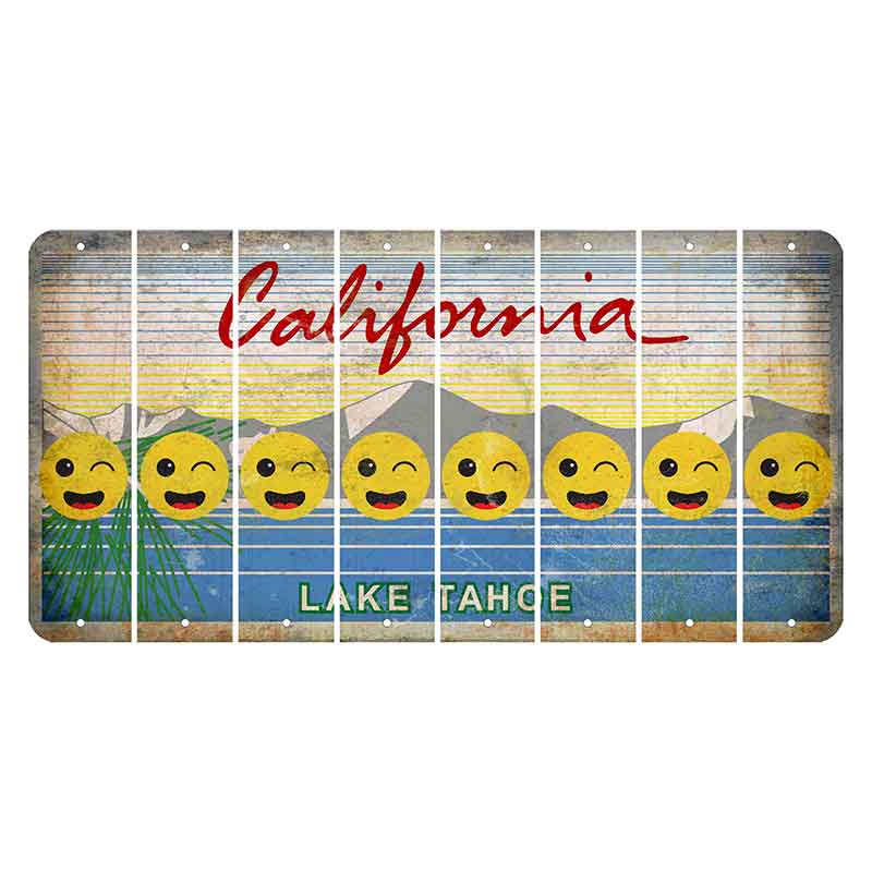California Lake Tahoe Cut License Plate Strips (Set of 8) Emoji - Winking