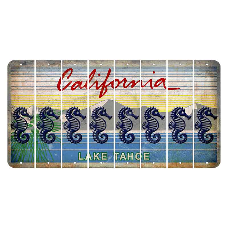 California Lake Tahoe Cut License Plate Strips (Set of 8) Seahorse
