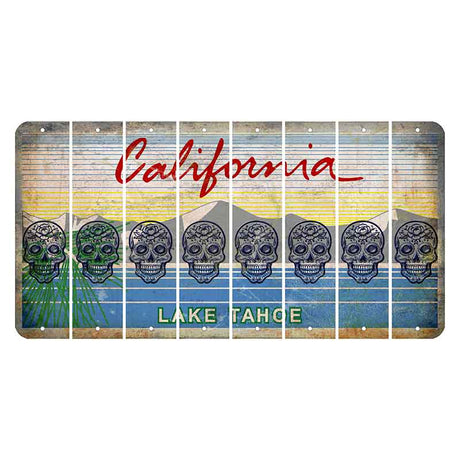 California Lake Tahoe Cut License Plate Strips (Set of 8) Sugar Skull