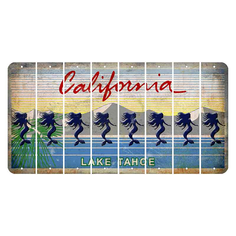 California Lake Tahoe Cut License Plate Strips (Set of 8) Mermaid
