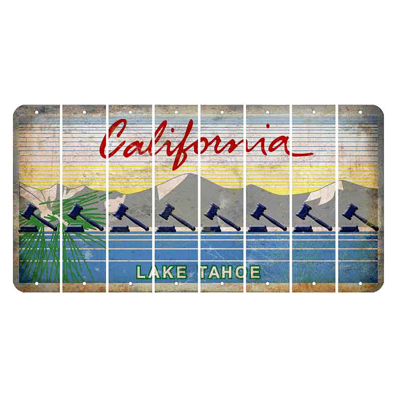 California Lake Tahoe Cut License Plate Strips (Set of 8) Gavel