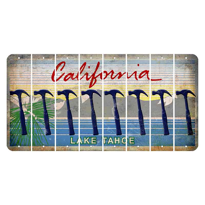 California Lake Tahoe Cut License Plate Strips (Set of 8) Hammer
