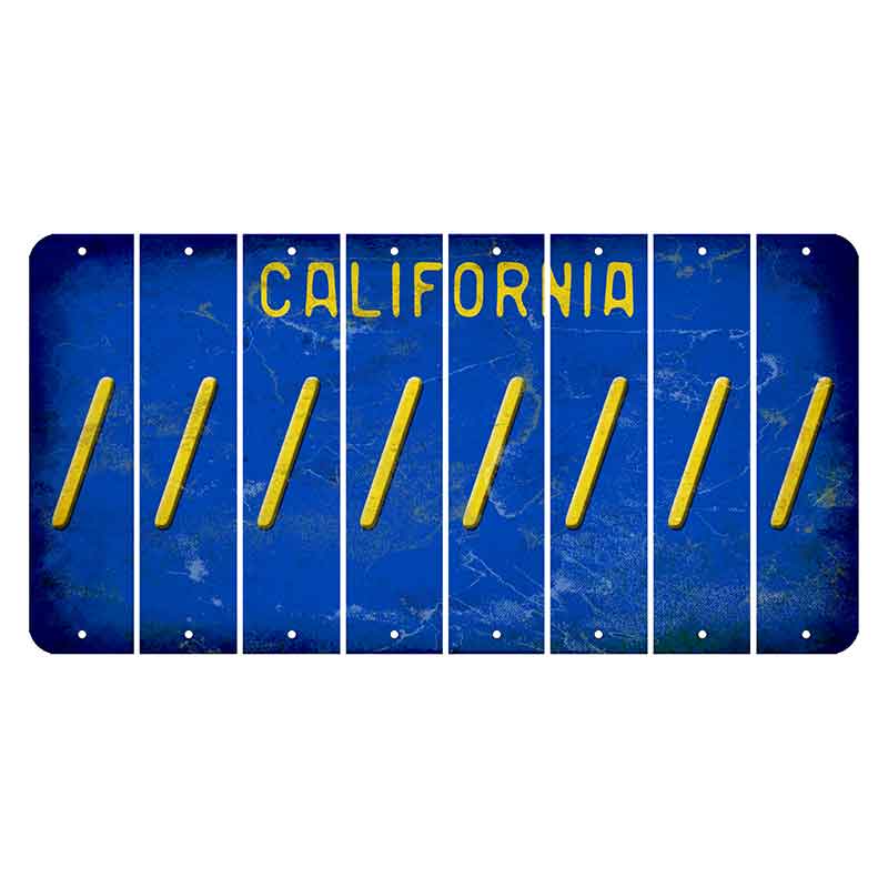 California Blue Cut License Plate Strips (Set of 8) Forward Slash