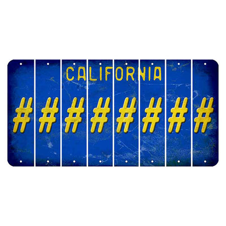California Blue Cut License Plate Strips (Set of 8) Hashtag