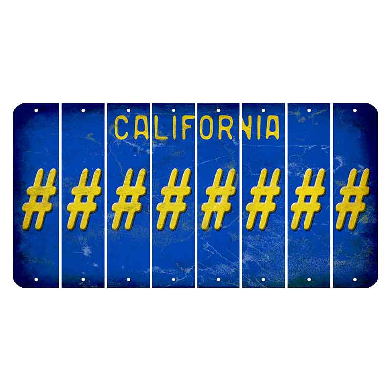 California Blue Cut License Plate Strips (Set of 8) Hashtag