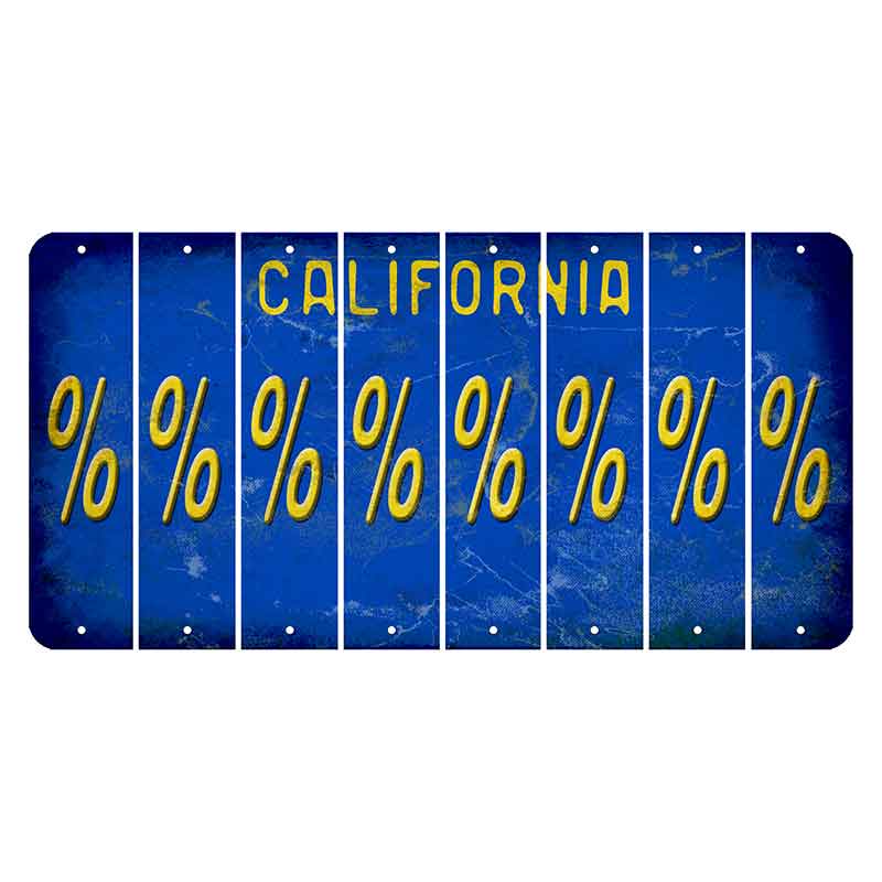 California Blue Cut License Plate Strips (Set of 8) Percent Sign