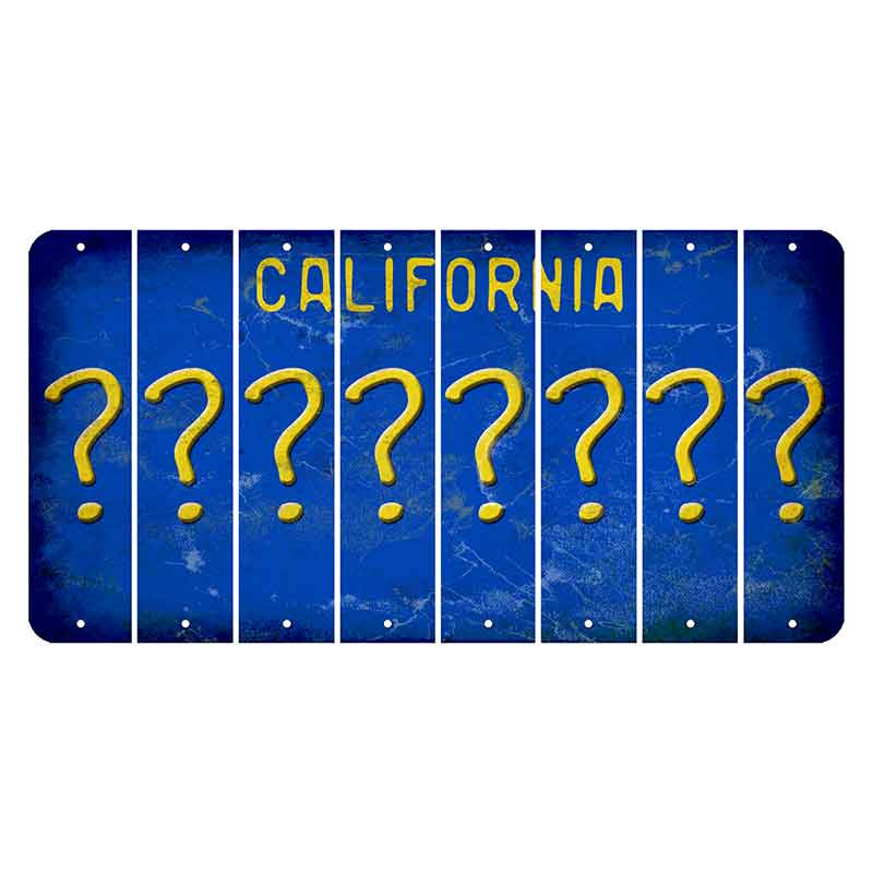 California Blue Cut License Plate Strips (Set of 8) Question Mark