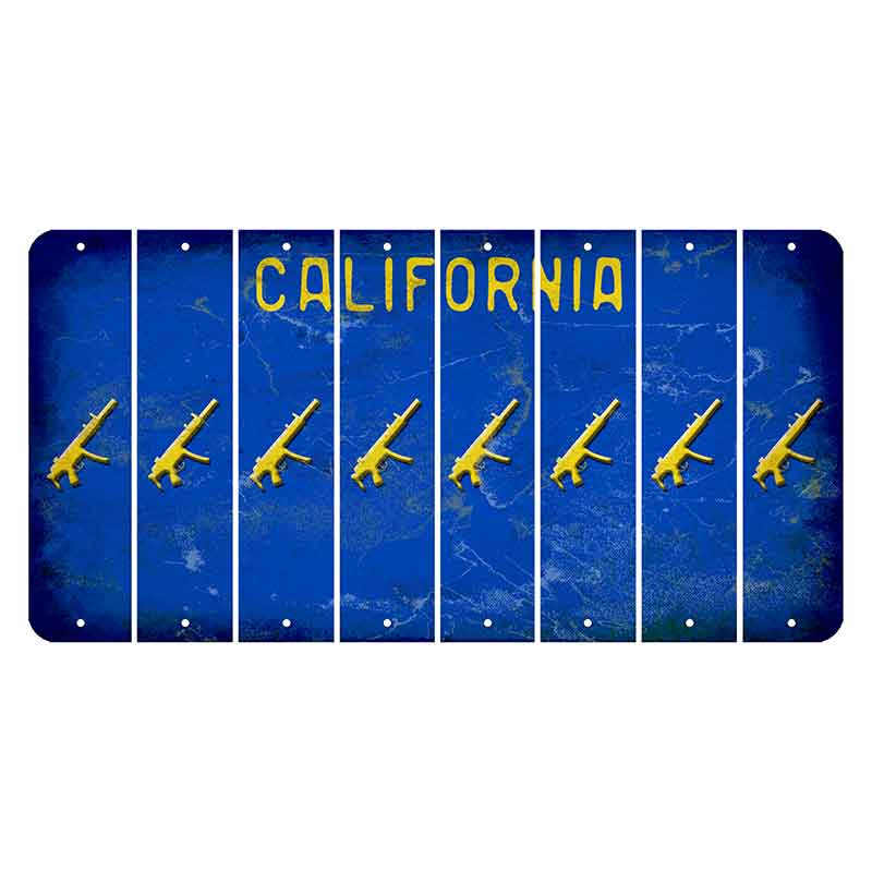 California Blue Cut License Plate Strips (Set of 8) Submachine Gun