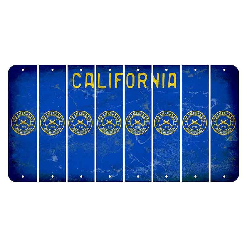 California Blue Cut License Plate Strips (Set of 8) 2nd Amendment