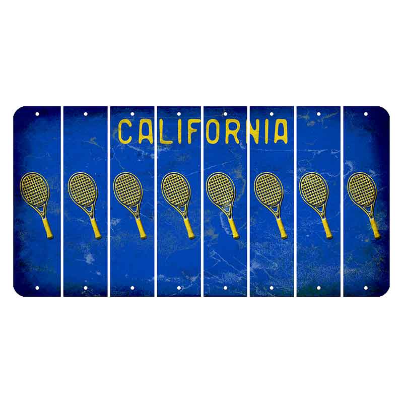 California Blue Cut License Plate Strips (Set of 8) Tennis Racket