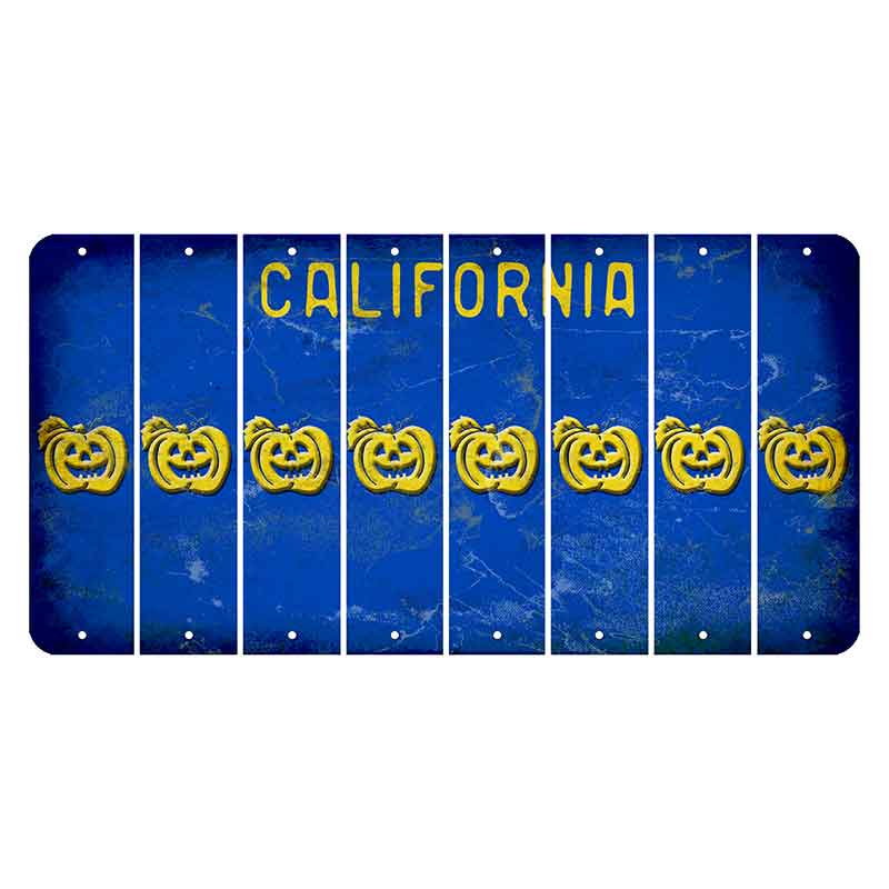 California Blue Cut License Plate Strips (Set of 8) Pumpkin