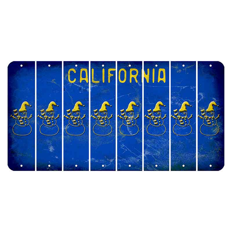 California Blue Cut License Plate Strips (Set of 8) Snowman
