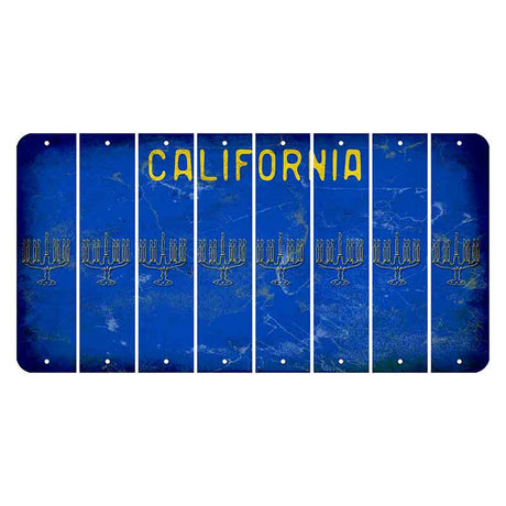 California Blue Cut License Plate Strips (Set of 8) Menorah
