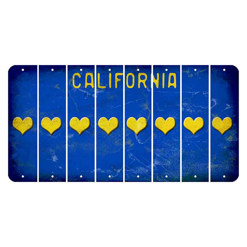 California Blue Cut License Plate Strips (Set of 8) Heart