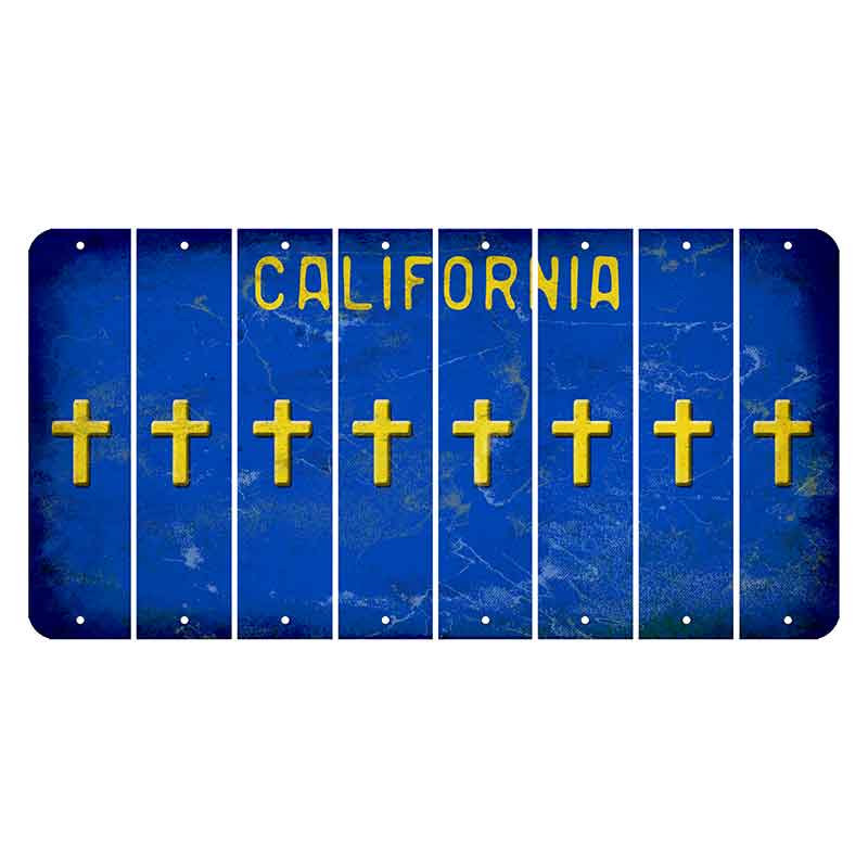 California Blue Cut License Plate Strips (Set of 8) Cross