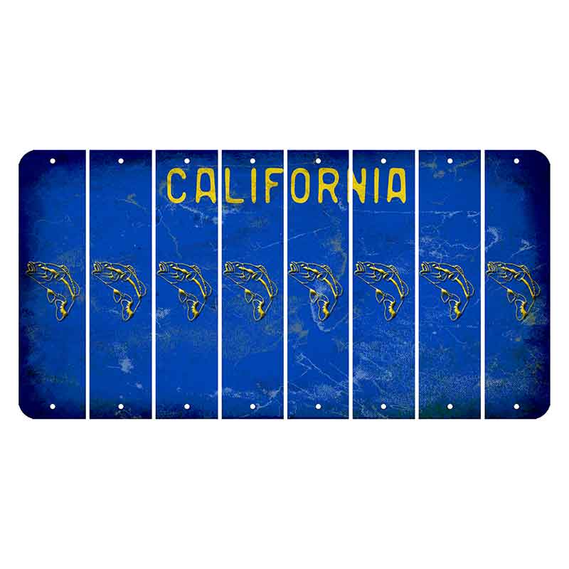 California Blue Cut License Plate Strips (Set of 8) Fish