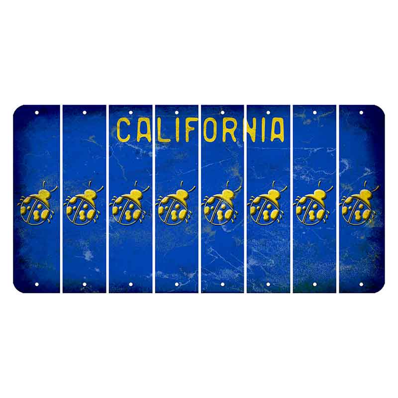 California Blue Cut License Plate Strips (Set of 8) Ladybug
