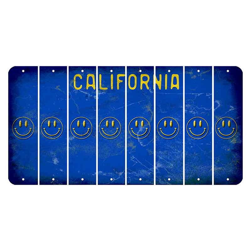 California Blue Cut License Plate Strips (Set of 8) Smiley Face
