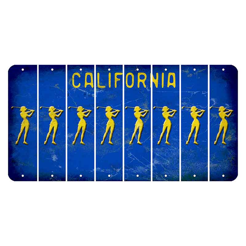 California Blue Cut License Plate Strips (Set of 8) Female Golfer