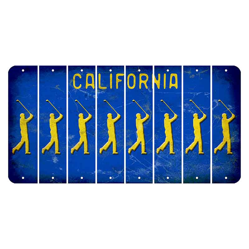 California Blue Cut License Plate Strips (Set of 8) Male Golfer