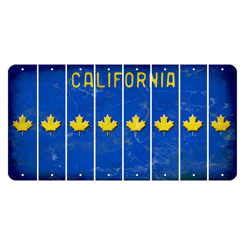 California Blue Cut License Plate Strips (Set of 8) Maple Leaf