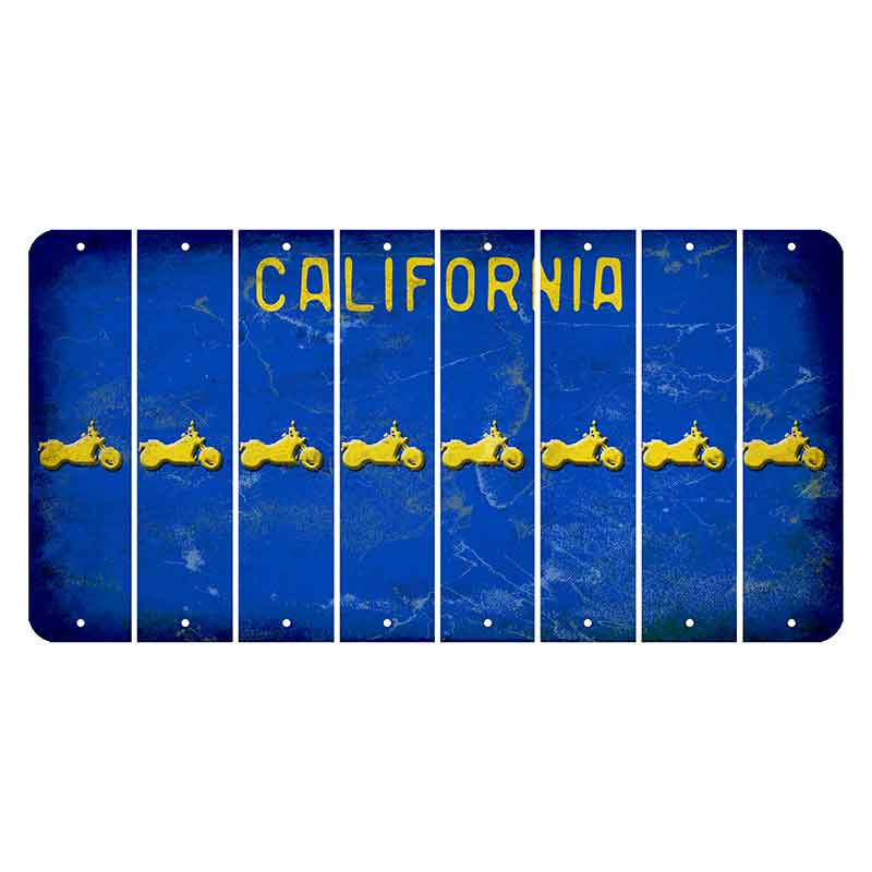 California Blue Cut License Plate Strips (Set of 8) Motorcycle