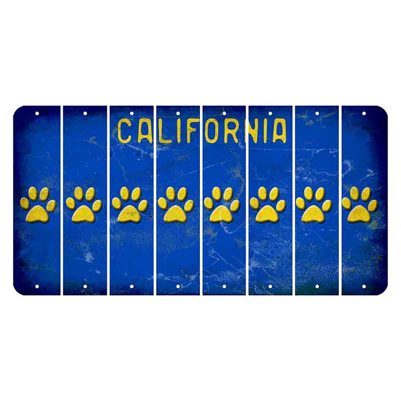 California Blue Cut License Plate Strips (Set of 8) Dog Paw