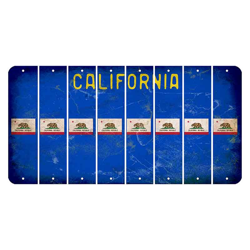 California Blue Cut License Plate Strips (Set of 8) State Flag