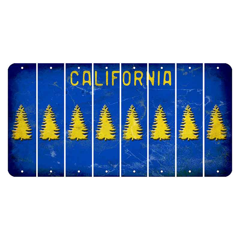 California Blue Cut License Plate Strips (Set of 8) Pine Tree