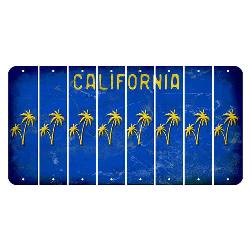 California Blue Cut License Plate Strips (Set of 8) Palm Trees