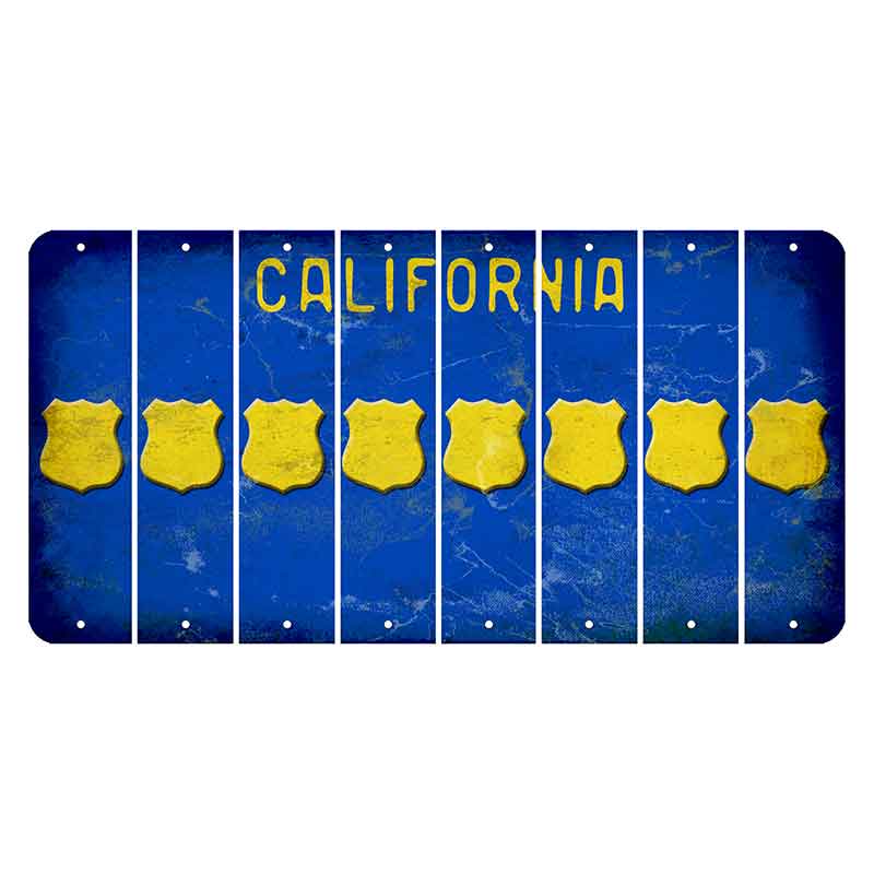 California Blue Cut License Plate Strips (Set of 8) Police Badge
