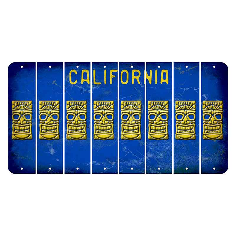 California Blue Cut License Plate Strips (Set of 8) Tiki