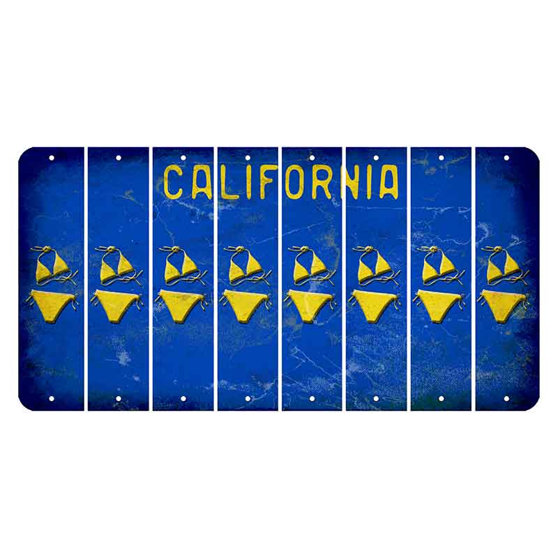 California Blue Cut License Plate Strips (Set of 8) Bikini