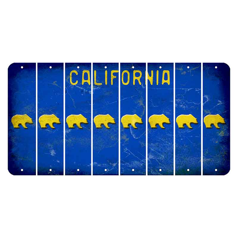 California Blue Cut License Plate Strips (Set of 8) Bear