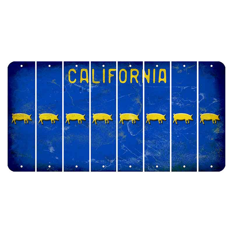 California Blue Cut License Plate Strips (Set of 8) Pig