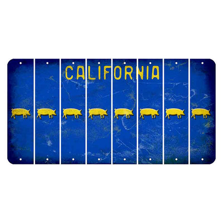 California Blue Cut License Plate Strips (Set of 8) Pig
