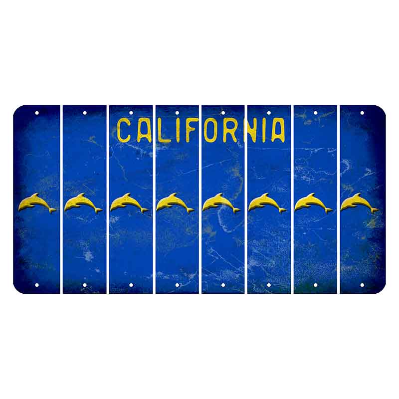 California Blue Cut License Plate Strips (Set of 8) Dolphin